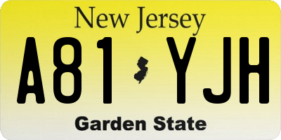 NJ license plate A81YJH