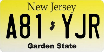 NJ license plate A81YJR