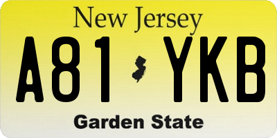 NJ license plate A81YKB