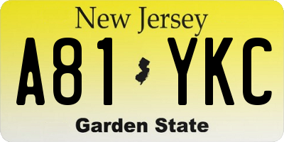 NJ license plate A81YKC