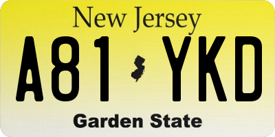 NJ license plate A81YKD