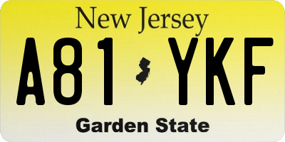 NJ license plate A81YKF