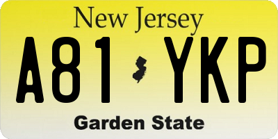 NJ license plate A81YKP