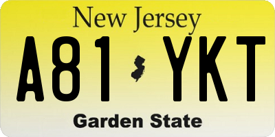 NJ license plate A81YKT