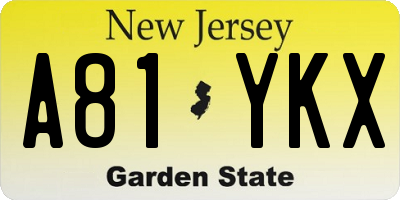 NJ license plate A81YKX