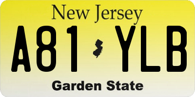 NJ license plate A81YLB