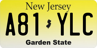 NJ license plate A81YLC