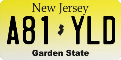 NJ license plate A81YLD