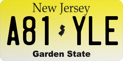 NJ license plate A81YLE