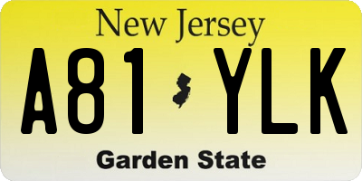 NJ license plate A81YLK
