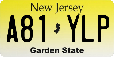 NJ license plate A81YLP
