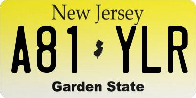NJ license plate A81YLR