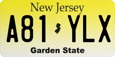 NJ license plate A81YLX
