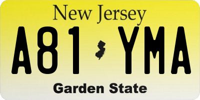 NJ license plate A81YMA