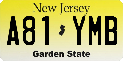 NJ license plate A81YMB