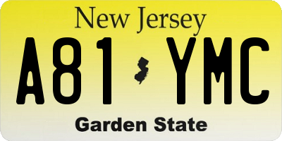 NJ license plate A81YMC