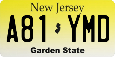 NJ license plate A81YMD