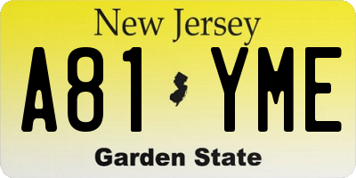 NJ license plate A81YME