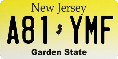 NJ license plate A81YMF