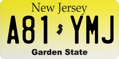 NJ license plate A81YMJ