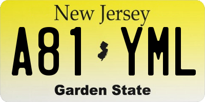 NJ license plate A81YML