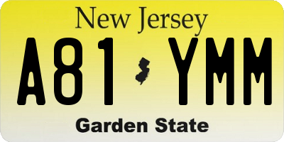NJ license plate A81YMM