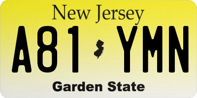 NJ license plate A81YMN