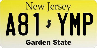 NJ license plate A81YMP