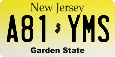 NJ license plate A81YMS