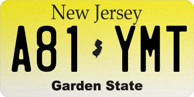 NJ license plate A81YMT