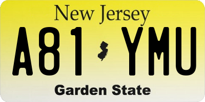NJ license plate A81YMU