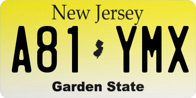 NJ license plate A81YMX