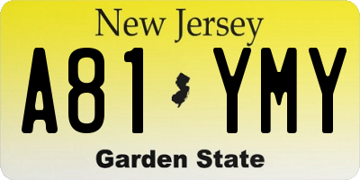 NJ license plate A81YMY