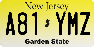 NJ license plate A81YMZ