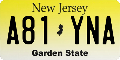 NJ license plate A81YNA