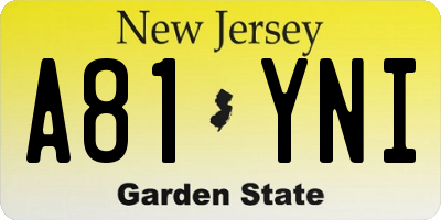 NJ license plate A81YNI