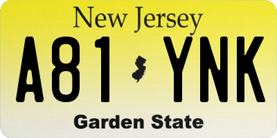 NJ license plate A81YNK