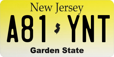 NJ license plate A81YNT