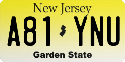 NJ license plate A81YNU