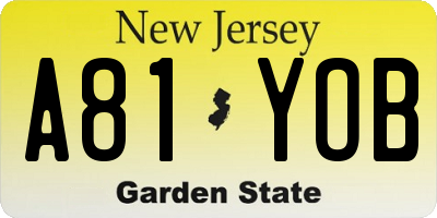 NJ license plate A81YOB