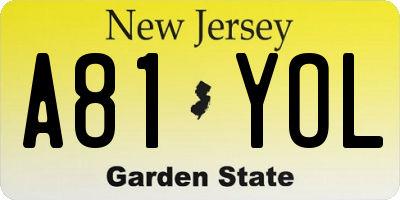 NJ license plate A81YOL
