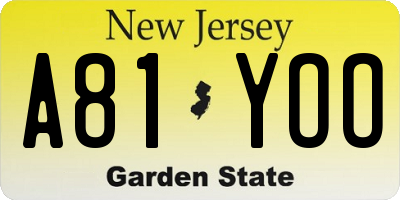 NJ license plate A81YOO