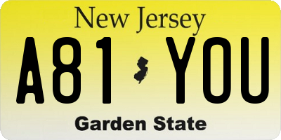 NJ license plate A81YOU