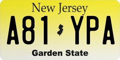 NJ license plate A81YPA