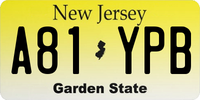 NJ license plate A81YPB