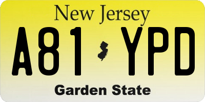 NJ license plate A81YPD