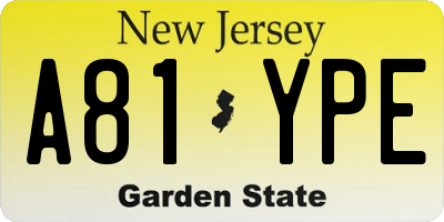 NJ license plate A81YPE