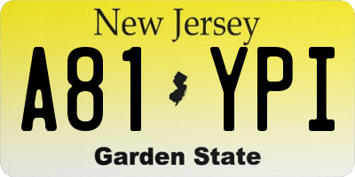 NJ license plate A81YPI