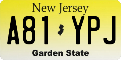 NJ license plate A81YPJ