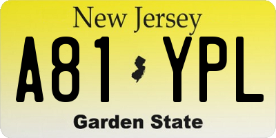 NJ license plate A81YPL